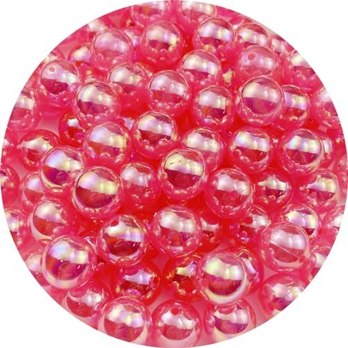 100pcs Acrylic Round Beads 12mm AB Colors Craft Beads Round Spacer Beads with Holes for Earring Bracelet Necklace Key Chains Jewelry Making(Dark Pink AB) - color: Dark Pink AB, size: 12mm