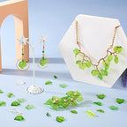 Beadthoven 320pcs Acrylic Green Leaf Beads Transparent Green Maple Leaves Shaped Beads Charms Bulk Cute Crystal Jewelry Hanging Ornaments for Jewelry Making Necklace Earrings Bracelets DIY Supplies - color: Leaves