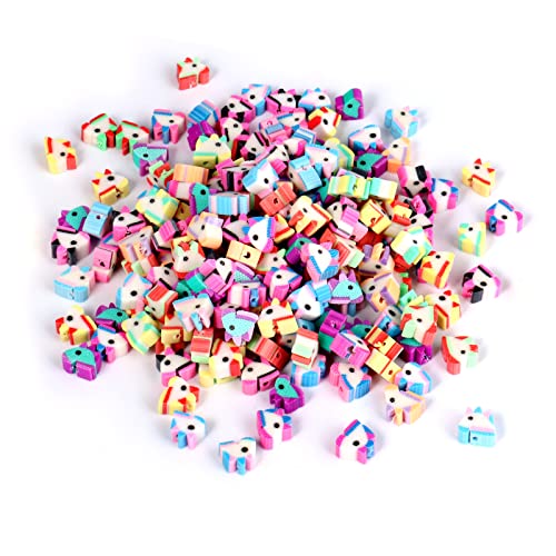 200PCS Colorful Unicorn Polymer Clay Beads 10mm Mixed Handmade Polymer Clay Spacer Beads Kit Bulk for Jewelry Making DIY Bracelet Necklace - color: Clay Unicorn