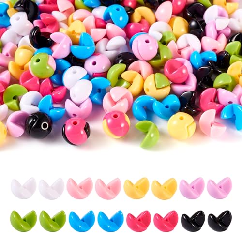 160Pcs Opaque Acrylic Beads Colorful Plastic Loose Spacer Beads 8 Colors 12.6x10mm for Spring Jewelry Necklace Bracelet Earring Making Decoration - color: 8 Colors