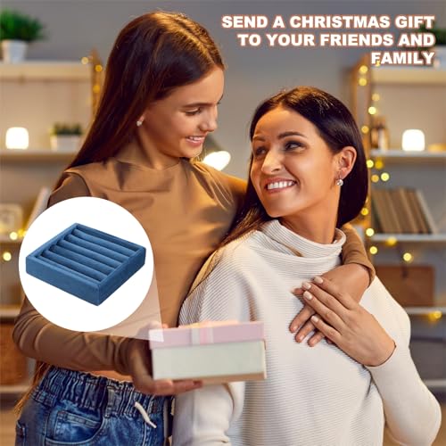 uxcell Stackable Jewelry Storage Tray, Jewelry Tray Drawer Organizer, Small Display Box for Earrings, Necklaces, Rings and Bracelets, Dark Blue - color: Dark Blue