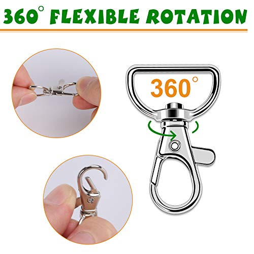 50PCS Swivel Clasps Lanyard Snap Hooks, Premium Key Chain Clip Hook Lobster Claw Clasp for Keychain Sewing Projects (3/4”Inside Width) (Silver)