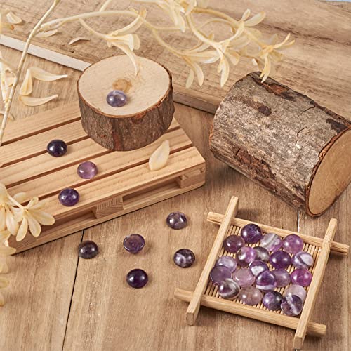 Crafans 50Pcs 8mm Half Round Gemstone Cabochons Natural Amethyst Flat Back Stone Cabochons Domes No Hole Healing Power Stone Chakra Crystal Beads for Jewelry Making - color: Amethyst, size: 8mm