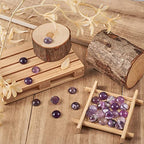 Crafans 50Pcs 8mm Half Round Gemstone Cabochons Natural Amethyst Flat Back Stone Cabochons Domes No Hole Healing Power Stone Chakra Crystal Beads for Jewelry Making - color: Amethyst, size: 8mm