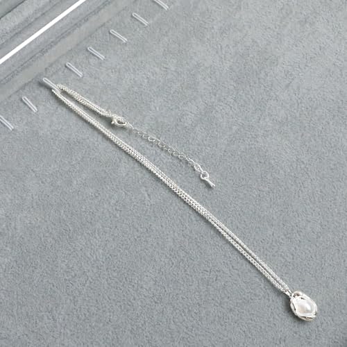 Wudygirl 20 Hooks Necklace Organizer Velvet Jewelry Organizer Showcase for Necklaces Jewelry Box Stackable Glass Top Lockable (Necklace Organizer) - style: Necklace Tray