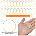 40pcs Earrings Beading Hoop for Jewelry Making,50mm Earrings Findings Hoops Open Back Bezel Pendants Round Beading Hoop for Jewelry Finding Supplies DIY Craft Earring Women Gifts(Gold) - color: 40pcs;50mm;Gold