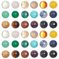 SUPERFINDINGS 36pcs 18 Materals Gemstone Cabochon 8mm Half Round Stone Cabochons Flatback Crystal Quartz Stone for Earring Necklace Jewelry Making - size: 8mm