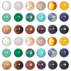 SUPERFINDINGS 36pcs 18 Materals Gemstone Cabochon 8mm Half Round Stone Cabochons Flatback Crystal Quartz Stone for Earring Necklace Jewelry Making - size: 8mm