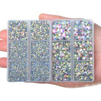 10000Pcs 2-Boxes Mixed Size Hot Fix Round Crystals Gems Glass Stones Hotfix Flat Back Rhinestones with Tweezers and Picking Pencil (Crystal AB) - color: Crystal AB, size: 2-Box (10000pcs)