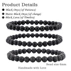 2/3-Pieces 4mm 6mm 8mm Natural Crystal Gemstone – Handmade Reiki Energy Healing Stretch Bracelets Jewelry for Yoga, Meditation, Unisex - color: 3 Pieces (BlackLava&BlackOnyx&MatteBlackAgate), size: 6mm