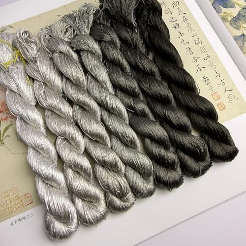 100% Nature Mulberry Handmade Embroidery Silk Thread Woven Jewelry Accessory Artificial Flowers Cross Stitch Floss DIY Sewing Kits 7 Gradient Colors 22m Each (41) - color: 41