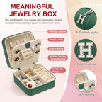 PATIKIL Travel Jewelry Case, H Initial Small Travel Jewelry Box Organizer Rings Earrings Storage Case Personalized Gifts for Women Girls Birthday Christmas Bridesmaid Gifts, Dark Green - style: H