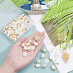 PandaHall 80Pcs Pearl Pendant Connectors, 8 Style Irregular Pearl Bead Links White ABS Plastic Pearl Bead Pendants Pearl Acrylic Links with Golden Pins for Earring Bracelet DIY Jewelry Making