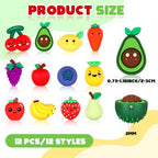 Watersay 12 Pcs Fruit 3D Silicone Focal Beads for Pens Bracelet Fruit Character Beads Bulk Funny Apple Strawberry Lemon Cherry for Keychain DIY Crafts Necklace Lanyards Jewelry Making Kit Supplies - style: Fruit