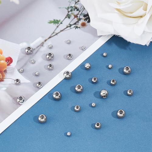 PH PandaHall 30pcs Stainless Steel Stopper Rondelle Spacer Beads with Rubber Inside, Fit Adjustable Slider Chain, Jeweley Bracelet Necklace Making