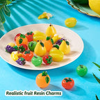 Craftdady Fruit Dangle Charms Pendants Cute Resin Food Pendants Apple Orange Pineapple Strawberry Pendants Lovely Vegetable Mushroom Charms for DIY Craft Earring Bracelet Necklace Jewelry Making - color: Mix Colors, 9 fruits