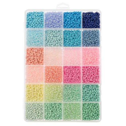 12500pcs John Bead Assorted Glass Seed Beads 8/0, 24 Pastel Dream Colors Round Bead for DIY Crafts Jewelry Making Bead Box - color: Pastel Dream