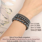 LPBeads Handmade Natural Gemstone Stretch Elastic Bracelet Healing Crystal Round Stone Beads Jewelry Gifts for Women Men - color: Hematite, size: 8mm