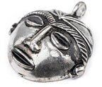 TheBeadChest Round African Silver Mask Pendant (58x62mm): Genuine West African Mask Design for DIY Jewelry & Necklaces - color: Silver, size: Medium (58x62mm)