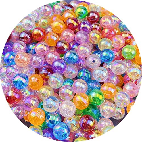 300 Pcs 10mm Acrylic Round Beads AB Colors Round Spacer Beads for Earring Bracelet Necklace Key Chains Jewelry DIY Craft Making(Mix AB Color) - color: Mix AB Color, size: 10mm