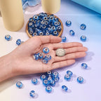 100pcs 14mm Large Hole Beads Glass Crystal Faceted Beads Blue European Crystal Spacer Bead for Necklace Earring Bracelet Crafts Jewelry Making - color: Blue