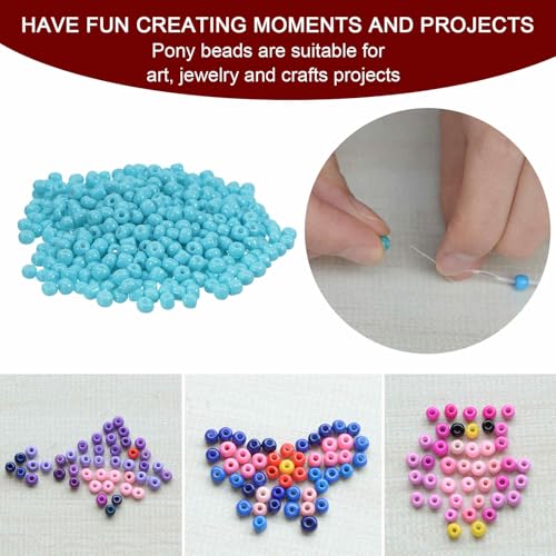HARFINGTON 2000Pcs Small Glass Beads 6/0 4mm Loose Tiny Round Small Beads for Bracelet Earring Rings Jewelry Making, Light Blue - color: Light Blue
