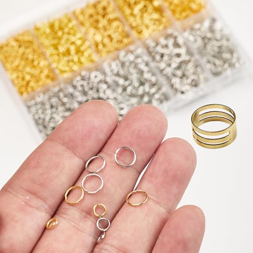 Jump Rings for Jewelry Making Supplies - 4600Pcs Silver and Gold with Open Close Tools - Assorted Sizes for Necklace Repair and Craft Projects Keychains DIY