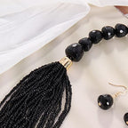 Bocar Necklace for Women, Multi Layer Statement Necklace, Long Chain Chunky Bib Seed Beads Necklace, Necklace Earring Set for Women Gift (NK-10693) - color: Black