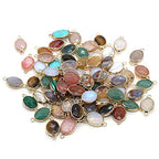 QSLLER 10 Pcs Natural Stone Connectors,Faceted Egg Shape Natural Semi-Precious Stone Pendant Charms DIY for Necklace or Jewelry Making