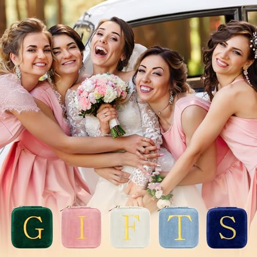 Parima Bridesmaid Gifts Wedding Day - Plush Velvet Bridesmaid Travel Jewelry Case Organizer Jewelry Box Bridal Shower Bride Maid Matron Of Honor Bachelorette Gifts Bride Gifts - Letter B, Green - size: B