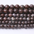 Brown Snow Stone Beads for Jewelry Making DIY Gemstone Round Crystal Bracelet Necklace 1 Strand 15.5inch 45PCS 8MM - color: Brown Snow Stone, size: 8MM