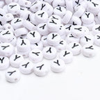 100Pcs Letter Beads - 4x7mm White Round Acrylic Alphabet Beads for Jewelry Making DIY Bracelets, Necklaces & Key Chains - color: Y 100Pcs