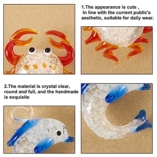 FASHEWELRY 50Pcs Handmade Mixed Animals Lampwork Glass Pendants Small Cute Animals Loose Beads Charms for DIY Jewelry Making - color: Mixed Animals-Mixed Color