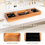 Jewelry Holder Organizer Stand, 4 Tier Earring Organizer with 84 Holes Ear Stud, Jewelry Display with Earring Necklace Bracelet Holder, Jewelry Organizer Holder with Wood Basic stand (White+Brown) - color: White+Brown