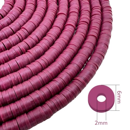 10 Strands Clay Bead, Heishi Beads for Bracelet Stack, Earth Tone Clay Beads for Adults, Flat Beads Kit for Friendship Bracelets, Neutral Beads Bracelet Making Kit(Maroon) - color: Maroon