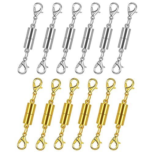 12 Pack Magnetic Necklace Clasps and Closures. Necklace Jewelry Extender with Strong Magnet. Magnetic Necklace Clasp for Jewelry Necklace Bracelet Making. Gold and Silver Plating (Regular) - color: Regular