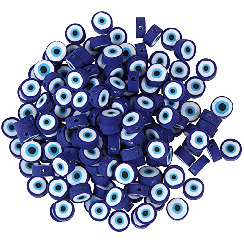 100pcs Evil Eye Polymer Clay 10mm Spacer Beads for Women Jewelry Making DIY Bracelet Necklace Hair Clip Accessories (Blue Evil Eye) - color: Blue Evil Eye