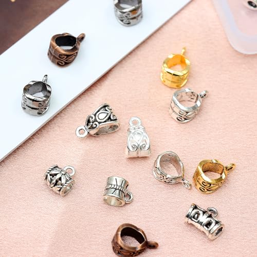 stino Metal Charms for Jewelry Making 100gram, Bulk Tibetan Silver & Gold Plated Trinkets for Earring Necklace Jewelry Making and Findings - color: Bails Mixed Color