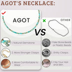 AGOT Beaded Gemstone Necklace for Women: Boho Bead Choker Natural Stone Necklaces - Handmade Jewelry for Summer Beach - color: Green1
