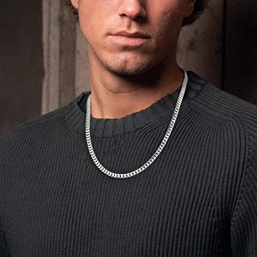 OCHCOH 925 Sterling Silver Clasp 3mm3.5mm4mm5mm7mm Cuban Link Chain Necklace for Men Diamond Cut Silver Chain Necklace for Women 16 18 20 22 24 26 28 30 Inch - size: 26 Inch, style: 7mm