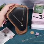 CHGCRAFT Necklace Display Stand Wood Jewelry Holder with PU Imitation Leather Mat Jewelry Necklace Display for Vendors, Black, 3.94x5.9x7.87inch - color: Black