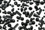 2.1oz (60g) of Glass Bead Mix with Drops, Table-Cut and fire Polish Czech Beads, Glossy & Matte Black - color: Black