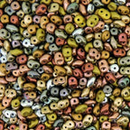 Czech Superduos Two-Hole Seed Beads Super Duo 5mm x 2.5mm, 24GM Tube, Matte Metallics Mix