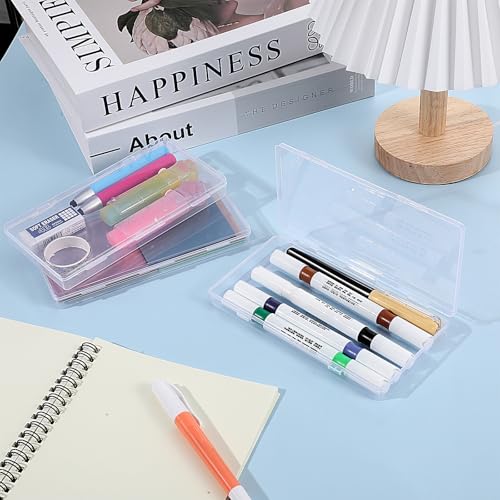 3pcs Mini Plastic Storage Box with Hinged Lid, 6.5x3.3in Clear Rectangle Dustproof Organizer Case Small Clear Plastic Storage Containers Box for Jewelry, Beads, Crafts, Game Pieces, Business Cards