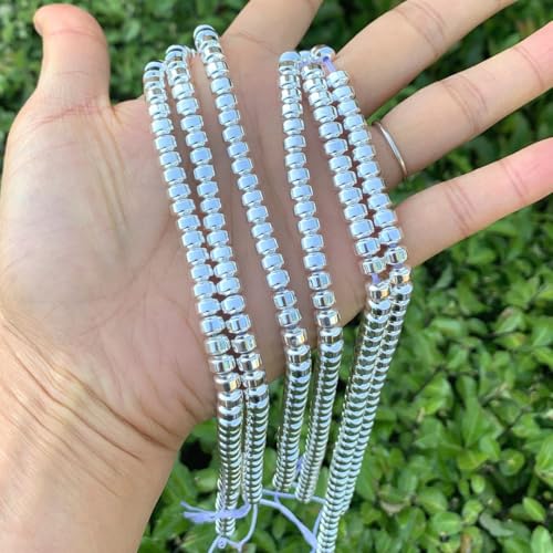 100pcs Adabele Grade A Natural Hematite Silver Plated Healing Gemstone 6mm x 4mm Round Rondelle Loose Beads Gem Stone Spacer for DIY Craft Jewelry Making GFC8-2 - color: Silver Plated Hematite, size: 6x4mm (100pcs/1 Strand)