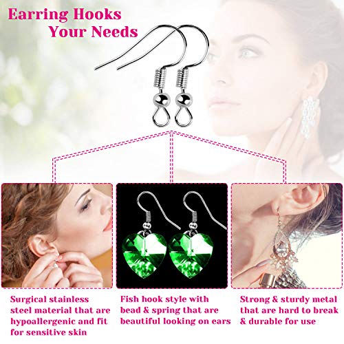 Cridoz Earring Hooks for Jewelry Making Supplies, 240pcs Hypoallergenic Stainless Steel Fish Hooks Kit With 240pcs Earring Backs - color: Silver