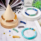 Spritewelry 121pcs/set Tube Beads Chunky Beads for Bracelets Making DIY Acrylic & Glass Beads Noodle Curved Beads Bangle Acrylic Tube Beads for Jewelry Making Earring Necklace Crafts Kits - color: Mixed Color-3
