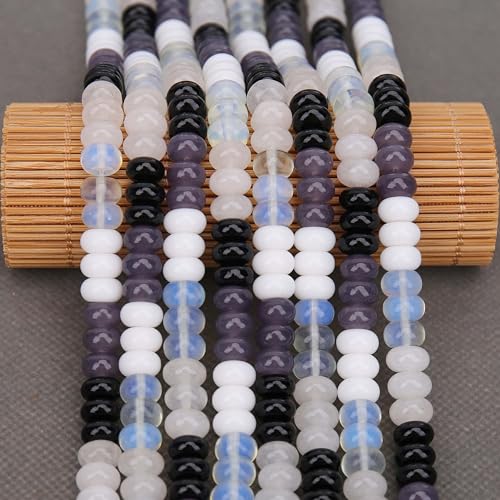 BONNY BOXX 1 Strand Natural 5 * 8mm Black White Shade Rondelle Beads, Natural Abacus Disk Stone Beads Loose Spacer Gemstone for DIY Bracelet Necklace Jewelry Making - color: Black White Shade, size: 5*8MM
