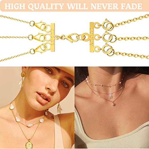 Dailyacc Lucky Necklace Layering Clasp 18K Gold and Silver Multi Strand Clasps for Stackable Necklaces - color: 1Pcs Gold 3 Clasp