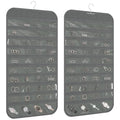 1 Pack Hanging Jewelry Organizer 80-Pocket Dual-sided Jewelry Storage for Earring Necklace Bracelet Ring Travel Holder, Gray - color: Gray